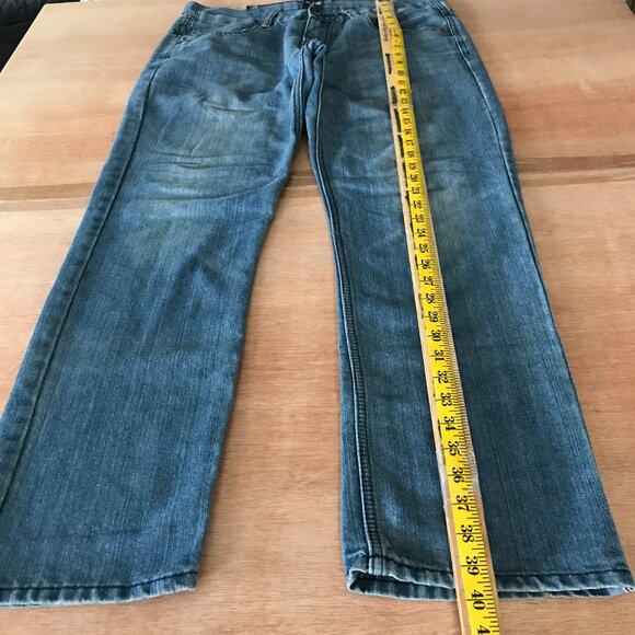 Fusai Jeans Men 36x30 Blue Mid Rise Medium Wash Stretch Y2K Straight 17145 - Picture 5 of 11